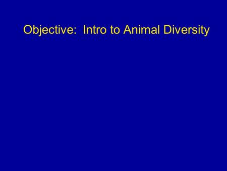 Objective: Intro to Animal Diversity. Life Without a Backbone Invertebrates are animals that lack a backbone They account for 95% of known animal species.