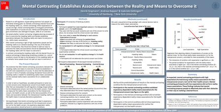 Mental Contrasting Establishes Associations between the Reality and Means to Overcome it Henrik Singmann 1, Andreas Kappes 1 & Gabriele Oettingen 1,2 1.