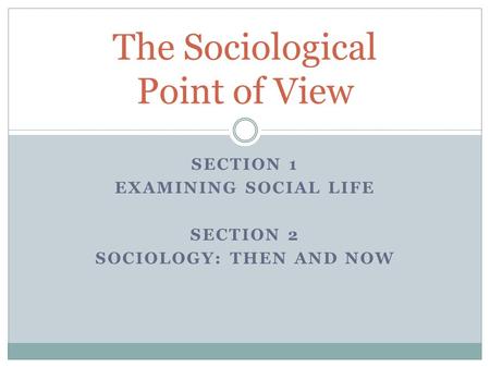 The Sociological Point of View