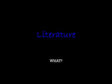 Literature WHAT?. Expository Environment is highly complex and integrated…The problem of measuring those physical conditions that really govern plant.