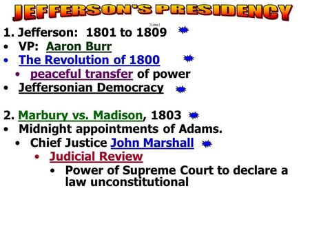 JEFFERSON'S PRESIDENCY