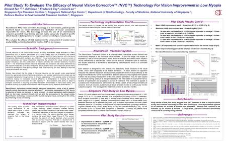 Pilot Study To Evaluate The Efficacy of Neural Vision Correction™ (NVC™) Technology For Vision Improvement in Low Myopia Donald Tan 1,2,3, Bill Chan 1,