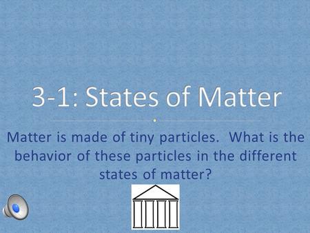 Matter is made of tiny particles. What is the behavior of these particles in the different states of matter?