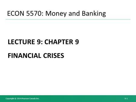 ECON 5570: Money and Banking