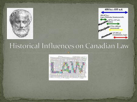 Although Canadian Law reflects aspects of Mosaic, Greek, Roman, and French law, it is British law that has had the most influence in Canada.