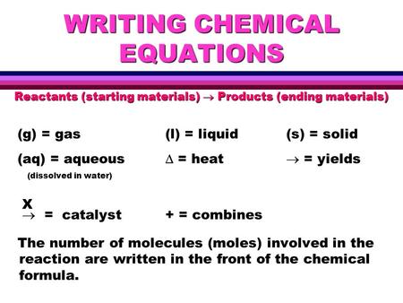 WRITING CHEMICAL EQUATIONS