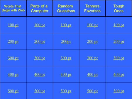 200 pt 300 pt 400 pt 500 pt 100 pt 200 pt 300 pt 400 pt 500 pt 100 pt 200pt 300 pt 400 pt 500 pt 100 pt 200 pt 300 pt 400 pt 500 pt 100 pt 200 pt 300 pt.