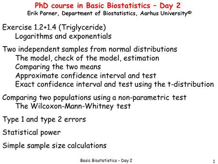 Basic Biostatistics - Day 2