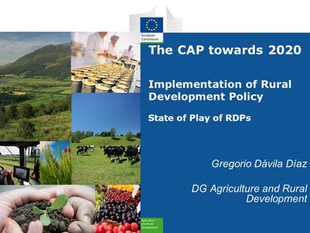 The CAP towards 2020 Implementation of Rural Development Policy State of Play of RDPs Gregorio Dávila Díaz DG Agriculture and Rural Development.