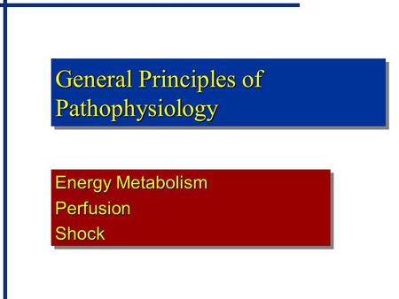 General Principles of Pathophysiology Energy Metabolism PerfusionShock PerfusionShock.