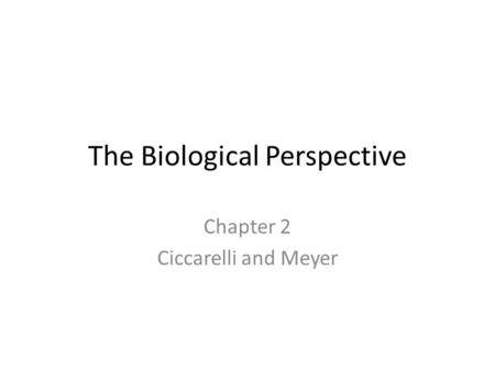 The Biological Perspective