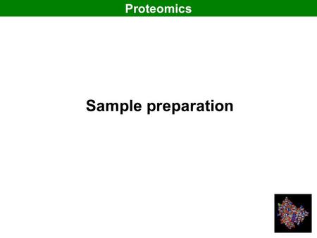 Sample preparation Proteomics. Three properties of proteins Size: molecular weight (utilized in 2-DE) Size: molecular weight (utilized in 2-DE) Charge: