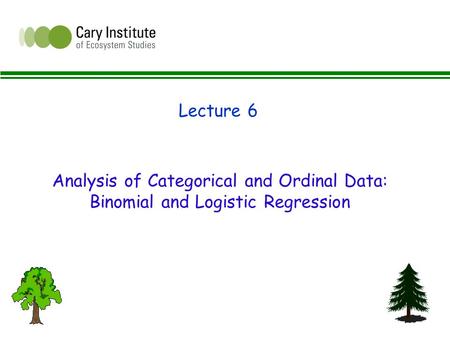 Analysis of Categorical and Ordinal Data: Binomial and Logistic Regression Lecture 6.