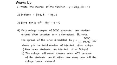 Warm Up. Exponential Regressions and Test Review.