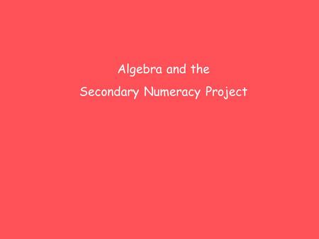 Algebra and the Secondary Numeracy Project. Find the general rule linking the number of matches needed to the number of squares built.