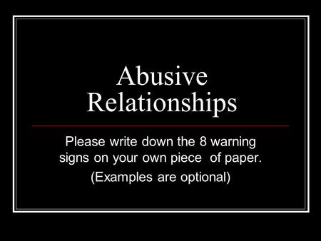 Abusive Relationships