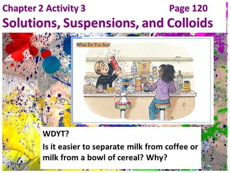 Chapter 2 Activity 3 Page 120 Solutions, Suspensions, and Colloids