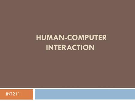 Human-Computer Interaction