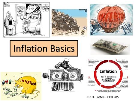 Inflation Basics Dr. D. Foster – ECO 285. Inflation Defined A continuous rise in the general price level. Not a rise in some prices. Not a one-time rise.