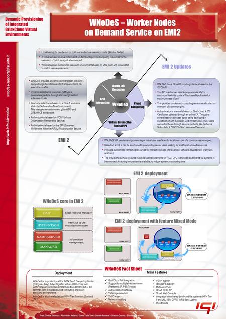 WNoDeS – Worker Nodes on Demand Service on EMI2 WNoDeS – Worker Nodes on Demand Service on EMI2 Local batch jobs can be run on both real and virtual execution.
