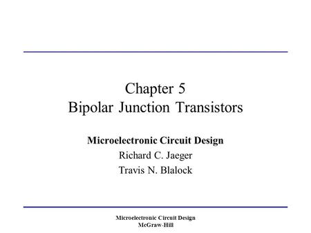 Chapter 5 Bipolar Junction Transistors