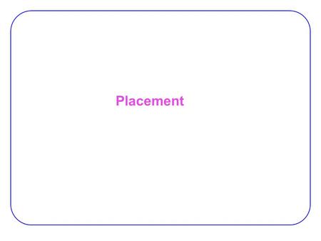 Placement. Physical Design Cycle Partitioning Placement/ Floorplanning Placement/ Floorplanning Routing Break the circuit up into smaller segments Place.