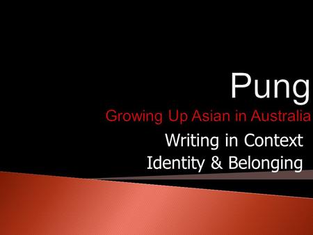 Writing in Context Identity & Belonging.  The idea of identity & belonging is both complex and problematic.  What do the concepts of “identity” and.