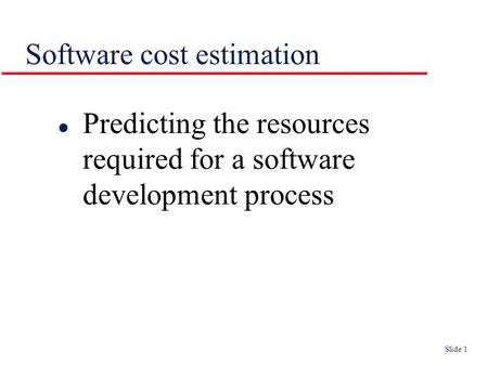 Software cost estimation