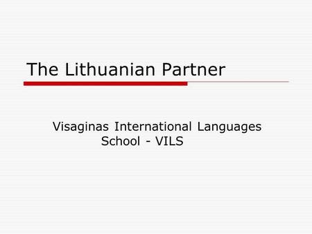 The Lithuanian Partner Visaginas International Languages School - VILS.