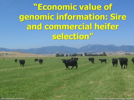 Animal Genomics and Biotechnology Education “Economic value of genomic information: Sire and commercial heifer selection Van Eenennaam 10/19/2011.