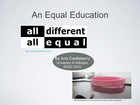 An Equal Education By Ana Castleberry University of Arlington EDUC 5310