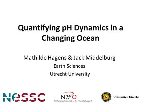 Quantifying pH Dynamics in a Changing Ocean Mathilde Hagens & Jack Middelburg Earth Sciences Utrecht University.