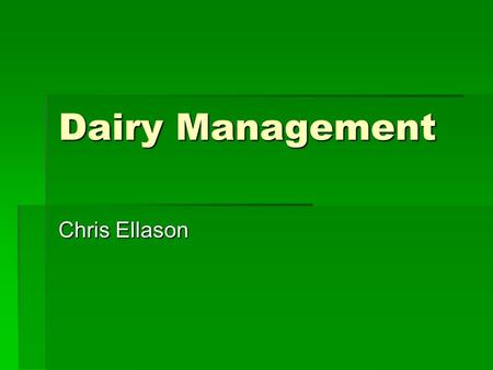 Dairy Management Chris Ellason. 4 groups of dairy cows  Far- off dry cows: Cows from time quit producing milk until 21 days before calving  Close up.