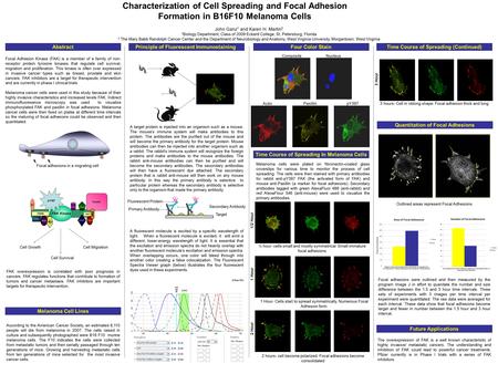 Quantitation of Focal Adhesions Principle of Fluorescent Immunostaining Focal Adhesion Kinase (FAK) is a member of a family of non- receptor protein tyrosine.