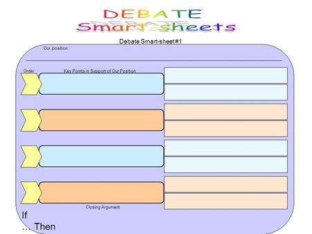 If … Then … Closing Argument Key Points in Support of Our Position Debate Smart-sheet #1 Order Our position: