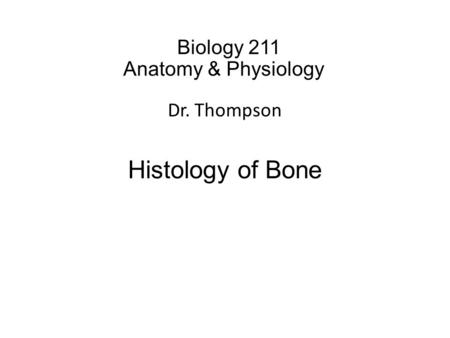 Biology 211 Anatomy & Physiology I Dr. Thompson Histology of Bone.