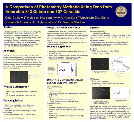 Asteroids Image Calibration and Setup Making a Lightcurve What is a Lightcurve? Cole Cook  Physics and Astronomy  University of Wisconsin-Eau Claire.