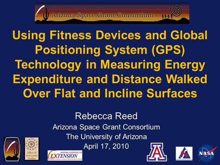 Using Fitness Devices and Global Positioning System (GPS) Technology in Measuring Energy Expenditure and Distance Walked Over Flat and Incline Surfaces.