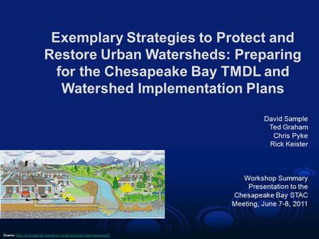 Click to edit Master subtitle style Exemplary Strategies to Protect and Restore Urban Watersheds: Preparing for the Chesapeake Bay TMDL and Watershed Implementation.