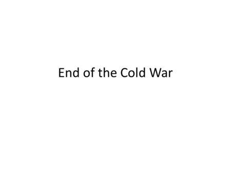 End of the Cold War. German Reunification – Talking to the Text Guiding Question: What led to German Reunification in 1990? Read the passage on German.