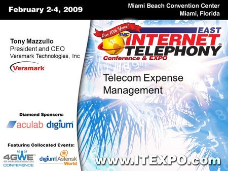 Tony Mazzullo President and CEO Veramark Technologies, Inc Telecom Expense Management.