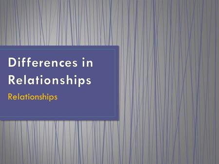 Relationships. Relationships are the bonds formed between people based on common interests, and often, on affection. People who you have relationships.