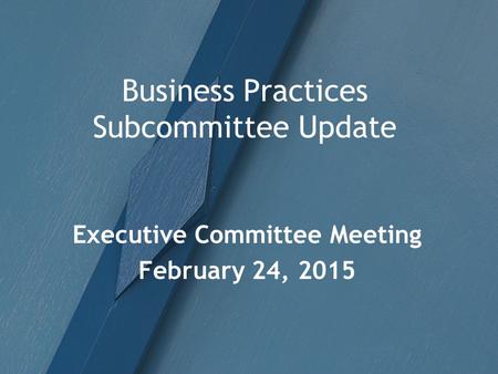 Business Practices Subcommittee Update Executive Committee Meeting February 24, 2015.