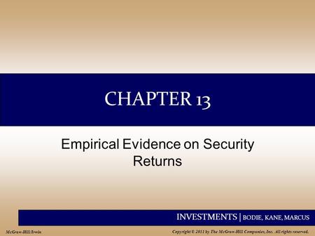 Empirical Evidence on Security Returns