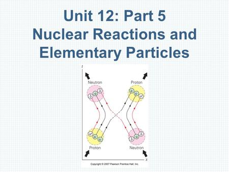 Unit 12: Part 5 Nuclear Reactions and Elementary Particles