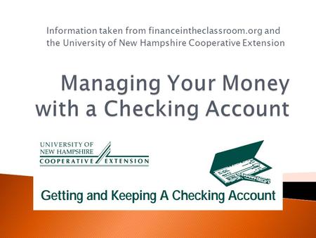 Managing Your Money with a Checking Account