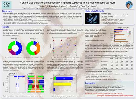 Vertical distribution of ontogenetically migrating copepods in the Western Subarctic Gyre T. Kobari 1, D. K. Steinberg 2, S. Wilson 2, K. Buesseler 3,