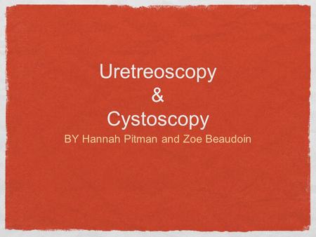 Uretreoscopy & Cystoscopy BY Hannah Pitman and Zoe Beaudoin.