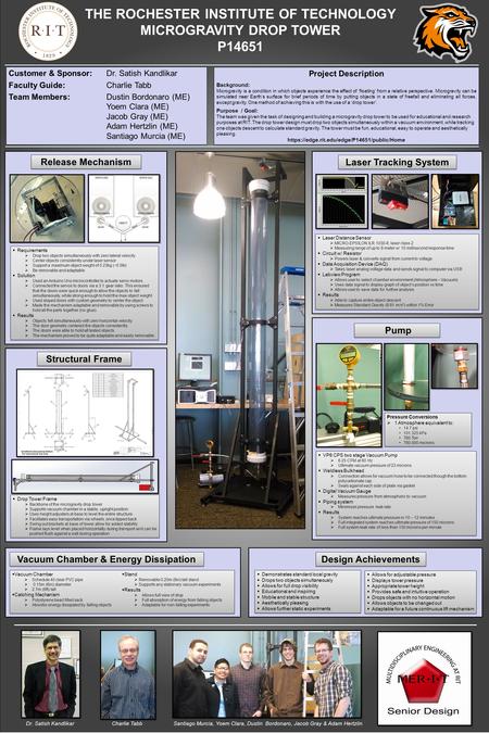 THE ROCHESTER INSTITUTE OF TECHNOLOGY MICROGRAVITY DROP TOWER P14651 Project Description Background: Microgravity is a condition in which objects experience.