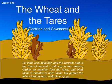 Lesson 89b The Wheat and the Tares Doctrine and Covenants 86 Let both grow together until the harvest: and in the time of harvest I will say to the reapers,